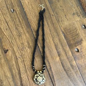 Vintage Reversible necklace in black and gold from India